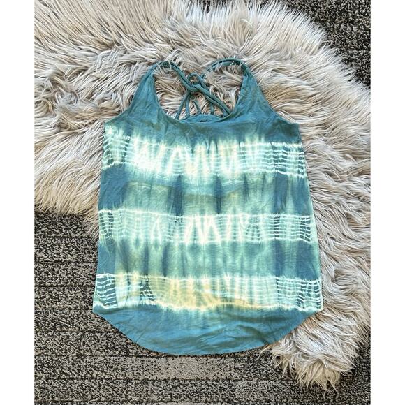 Chaser Women’s Tie Dye Teal Tank Top With‎ Strappy Racerback Straps Size Medium - Picture 1 of 5